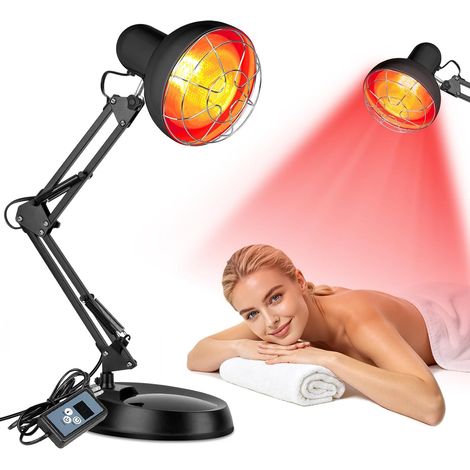 Lampe chauffante In-frarouge à lumière rouge 100 W Réglage de la température, fonction minuterie, support pratique, puissance de 100 W, pour un usage domestique (1/5)