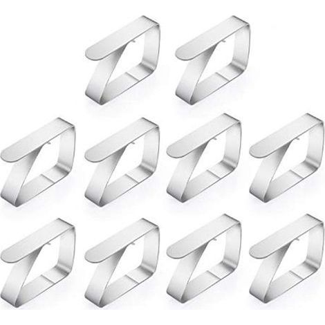 Lot de 10 pinces à nappes inox, accroche nappes gourmandes, pinces à nappes, pinces à nappes (1,5 mm) inox (dimensions : 6,5 x 1,5 x 5 cm)