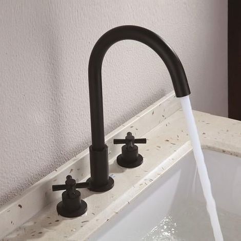 Robinet de lavabo sur plage 123 en laiton noir collection Céphise