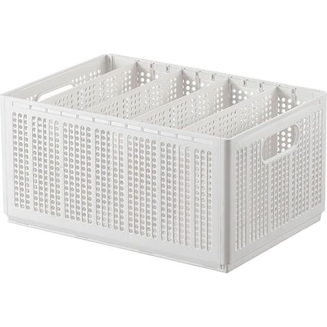 Boîte de rangement pliable pour pantalons, blanc pur, avec séparateurs ajustables, robuste et compartimentée, idéale pour la chambre à coucher et la penderie. Grand format : 5 compartiments et 4 clois