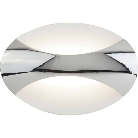 Oval chrome / sand white led wall light
