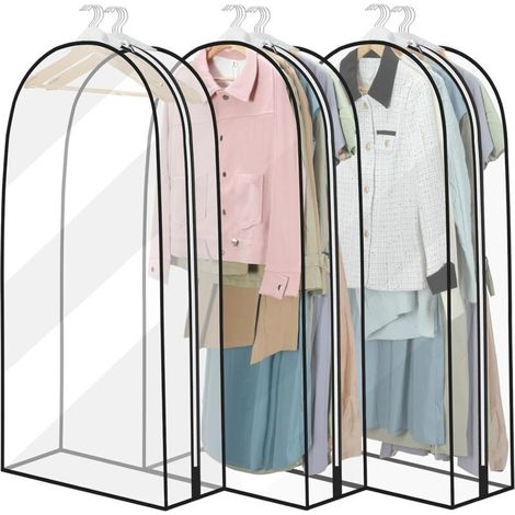 Set of 3 waterproof garment bags 60 x 102 cm, dustproof and anti-slip, with zipper for suits and coats. (1/5)