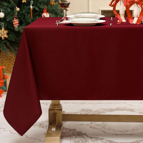 Nappe de Noël rouge rectangulaire imperméable et anti-taches, 140 x 240 cm (1/5)