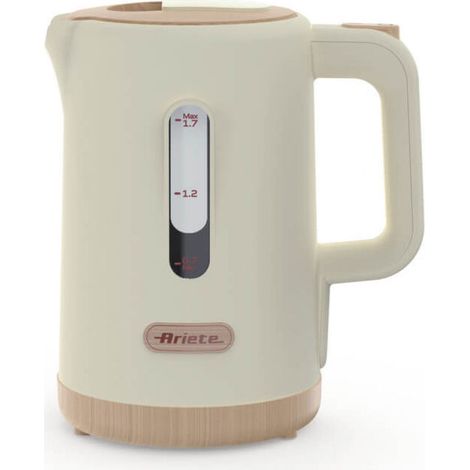 Ariete 2846 Bollitore Breakfast Wood, Bollitore Elettrico Cucina, 2200W, Capacità 1.7L, Effetto Legno, Base Cordless 360°, Spegnimento Automatico, Beige