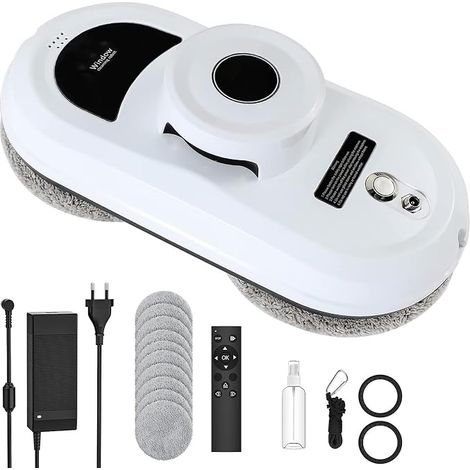 Robot Electric Window Cleaner 5600Pa Remote Control Edge Detection System, Automatic Window Cleaner Interior Exterior Windows (1/5)