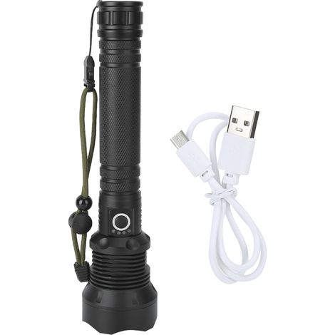 Lampe Torche LED Puissante XHP70 9000LM, 3 Modes, USB Rechargeable pour Chasse et Randonnée, Noir (1/5)