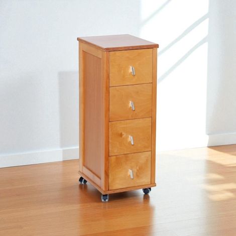 Carrello cassettiera POKERINO in legno a 4 cassetti ROVERE (1/3)