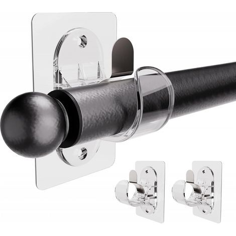 Set di 2 supporti per bastoni da tenda senza foratura, ganci autoadesivi regolabili, senza chiodi, ganci robusti da incollare (trasparenti) (1/5)