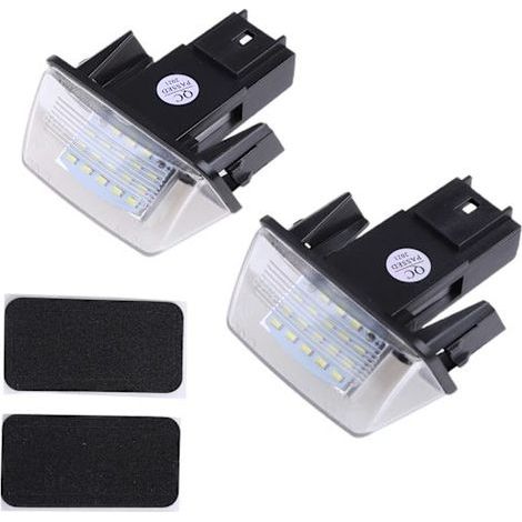 Un éclairage de plaque d'immatriculation à 18 LED, adapté aux modèles Citroën C3/C4/C5/C6 206, 207, 307, 308, 406.