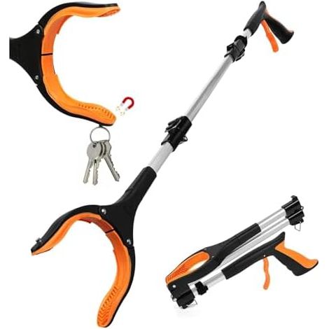 Pince à Ordures pour Personnes Âgées, 110 cm de Préhension Pliable, Ramasse Pomme Sans se Baisser, Ramassage des Déchets, Légère et Durable en Aluminium - (1/5)