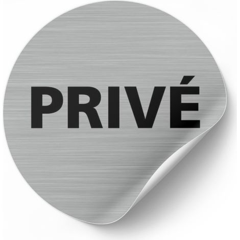 Pictogramme Privé (Q0194).- Adhésif aspect aluminium brossé - Diamètre 76 mm