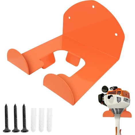 Support Mural pour Débroussailleuse - 1 Unité - Acier Orange - Rangement Outils Jardin - Garage et Abri - Fixation Robuste (1/5)