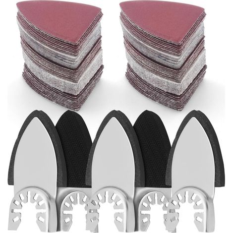 Lot de 130 tampons de ponçage avec outil oscillant, 5 tampons de ponçage pour doigts et 125 pièces de papier abrasif pour doigts, embouts de ponçage multi-outils, pièces de rechange et (1/5)
