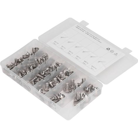 Jeu de 100 boulons à tête ronde collet carré en acier inoxydable 304, 6 tailles - vis de fixation pour chemins de câbles et rayonnages (réf. A7868) (1/5)