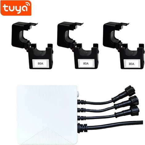 Tuya Contatore di Energia Trifase Bidirezionale Smart WiFi con Pinze Amperometriche 80A