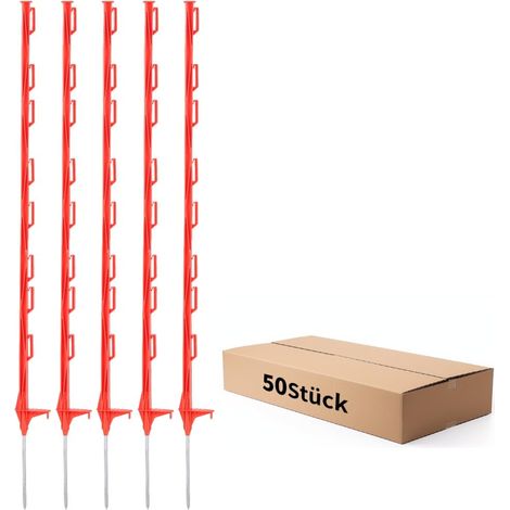 50 Pièces Piquets Clôture Électrique Plastique 122cm, Rouge (1/5)