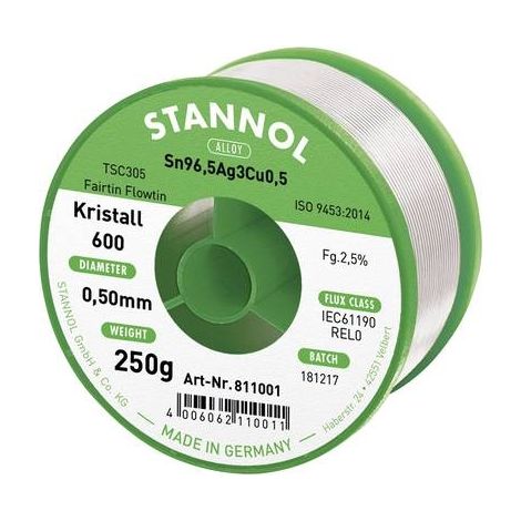 Stannol Kristall 600 hilo de soldadura plateado 0,5 mm
