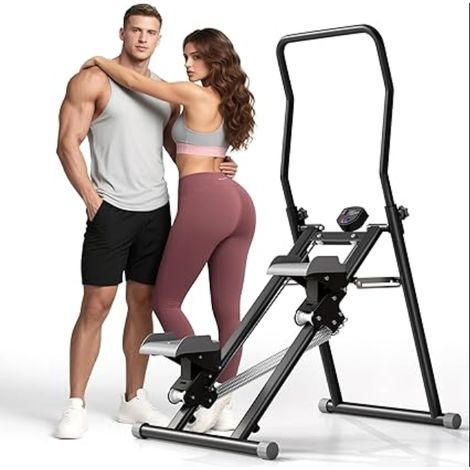 Appareil de fitness pour montée d'escalier vertical - Stepper cardio pliable avec guidon de maintien (1/5)
