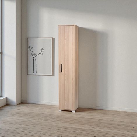 Scarpiera in legno nobilitato 1 anta ripiani interni 37x189h cm Rovere (1/4)