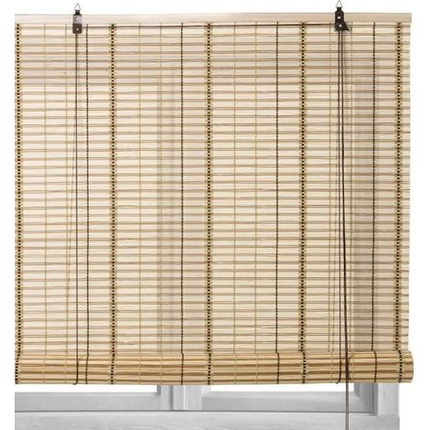 Store enrouleur - JUANIO - Store enrouleur retrousser - Bambou - Beige - Occultant