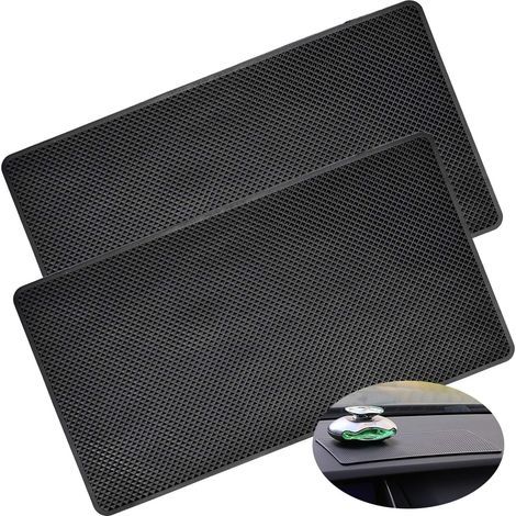 2 rutschfeste Auto-Fußmatten, 27 x 15 cm, rutschfeste Silikonmatte, Universalständer für Smartphones und Tablets – Armaturenbrett/Schreibtisch, Schwarz – Fei Yu (1/5)