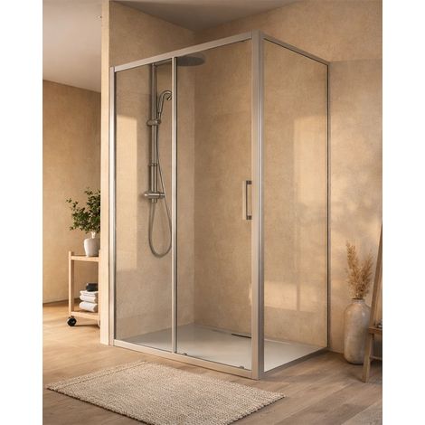 Box doccia 70x160 Marsiglia un anta scorrevole reversibile trasparente H 195 cromo (1/5)