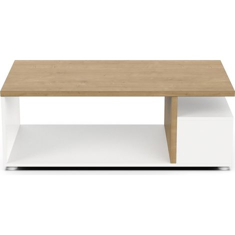 CALICOSY - Table basse 3 niches décor chêne et blanc mat L91,8 cm - ACCESS (1/10)