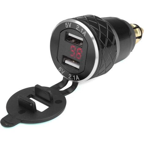 12V-24V 4.2A Voltmètre Rouge Moto Double Chargeur USB Socket pour BMW Moto - Noir uniquement aux raccords UE (1/5)