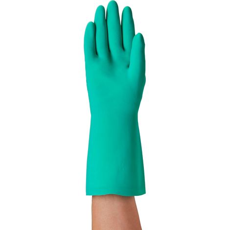 Gants en nitrile résistant aux produits chimiques, Gants de travail imperméables, Gants de protection sans latex, Alimentation et nettoyage, Verts, Gants nitrile L 12 paires