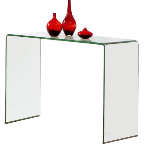Dmora Consolle in vetro temperato trasparente, cm 100 x 75 x 33.
