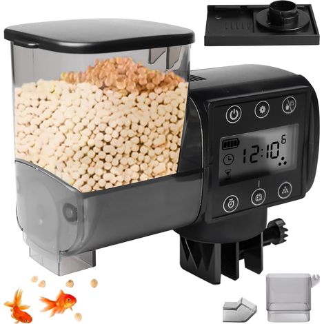 Distributeur nourriture poissons 250ml, piles, pour poissons rouges et tortues (1/4)