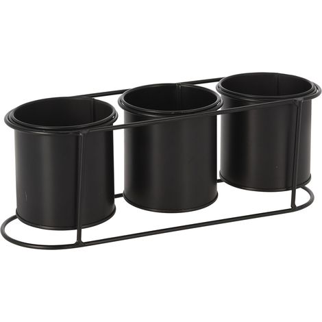 PROGARDEN macetero &43 3 macetas negras 10 cm , Macetero &43 3 macetas doradas 10 cmMacetero y macetas de metalApto para interior y exteriorMacetas de 10 cmMedidas: 33
