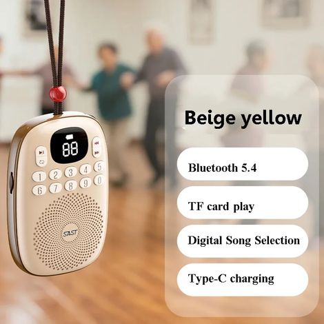 Mini radio FM de poche, écran LED, récepteur radio numérique, haut-parleur Bluetooth 5.4 rechargeable, lecteur de musique sur carte TF, fonction de mémorisation en cas de coupure de courant. (1/5)