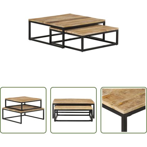 Mangoholz Tisch - Satztische 2-Stk. Mango Massivholz (1/5)