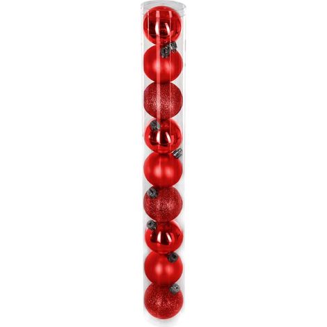 Lot de 9 Boules de Noël "Colorama" 6cm Rouge