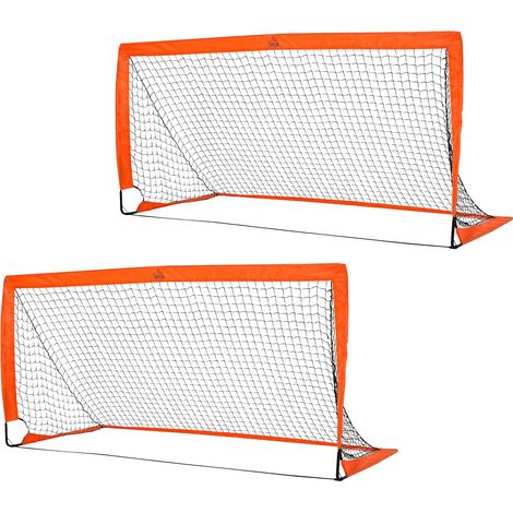 Fußballtore, Fußballnetz, 2er Set Minitore, Faltbar, Metall, Oxfordstoff, für Kinder, Outdoor, Orange, 183 x 90 x 90 cm