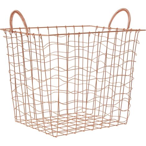 Interiors By Premier Stylish Copper Plated Basket, Functional Wireframe Basket For Kitchen, High Quality Contemporary Basket
