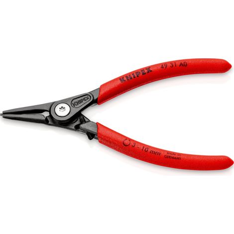 KNIPEX 49 31 A0 Pinza di precisione per anelli di sicurezza per anelli di sicurezza esterni su alberi con meccanismo di limitazione apertura/chiusura pinza Rivestita in plastica antiscivolo bonderizza (1/3)
