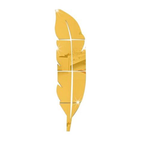 QORVA-3D Acrylique Miroir Sticker Mural Stickers Muraux Décor en Forme de Plume Auto-Adhésif Amovible Écologique pour la Maison Cuisine Chambre Salon Salle de Bains Décoration 12 x 48 Pouces
