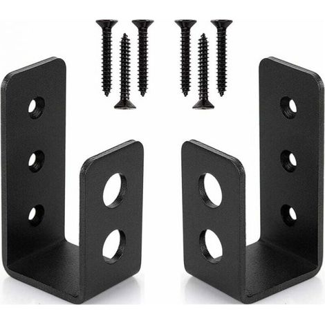 Lot de 2 supports de porte en acier robuste pour porte de 2 x 4, barre de sécurité en forme de U-Étagère murale (1/5)