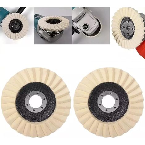 Lot de 2 disques à lamelles en feutre de 115 mm, disques de polissage en laine, disques de polissage pour meuleuse d'angle pour polir le métal et le bois (1/5)