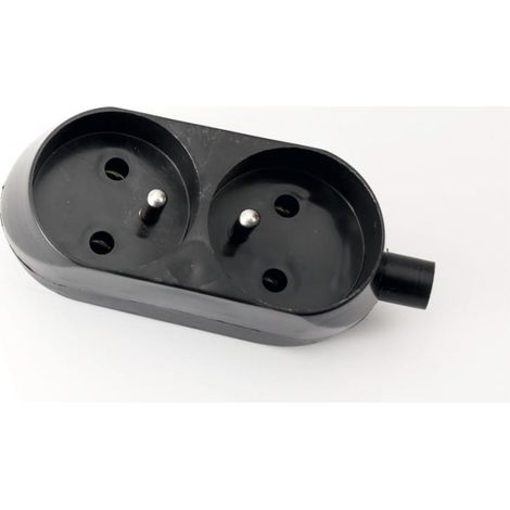 Enchufe doble portátil 16A 2P+Z 250V negro GN-270