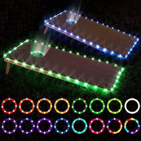 Guirlande LED Cornhole - Éclairage RGB Télécommandé pour Bord et Trou de Planche - Résistant aux Intempéries - 2 Pièces (1/5)