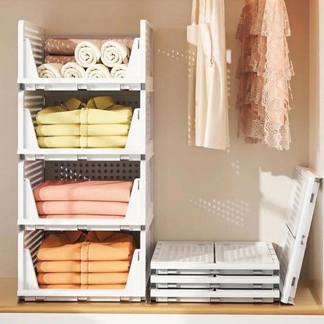 . Grand panier de rangement pour vêtements à 4 couches, organisateur de tiroir, 33,54372cm, blanc.