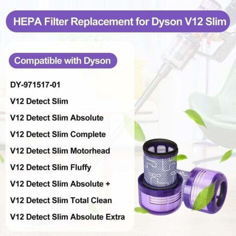 NALOOKAMIC HEPA Filtres de Rechange pour Dyson V12 Detect Slim, Filtre de Aspirateur pour Dyson V12 Slim Absolute Extra/ Total Clean/ Fluffy Aspirateur Sans Fil, 971517-01 (1/3)