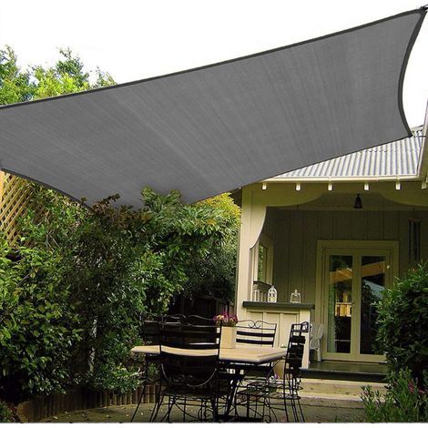 1 Sonnensegel, HDPE, 3 x 5 m, UV-Schutz, Graphitgrau, Gartenterrasse (1/5)