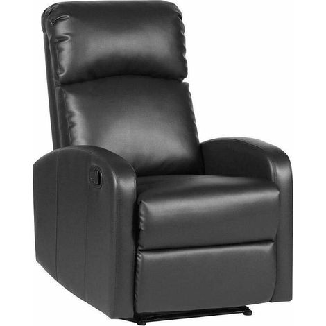 Evre Recliner Arm Lounge Chair with Adjustable Leg Rest - PU Leather (Black) (1/4)