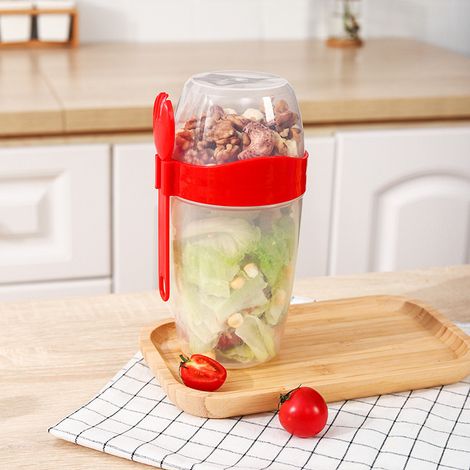 Vasetto per yogurt da viaggio, contenitore per muesli o farina d'avena da 870 ml, vasetto resistente per la preparazione dei pasti, ideale per colazione, ufficio, scuola o viaggio (Rosso) (1/5)