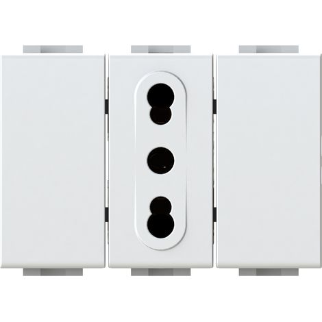Modulo presa bipasso e 2 copri foro, serie P, bianco, 16A, compatibile con serie BTicino Living Light - 4Box Bitappo 4B.N.BT (1/5)