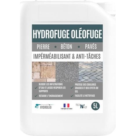 Hydrofuge oléofuge pierre, béton, pavé - protection imperméabilisante surfaces poreuses - HYDROLEO - 5L